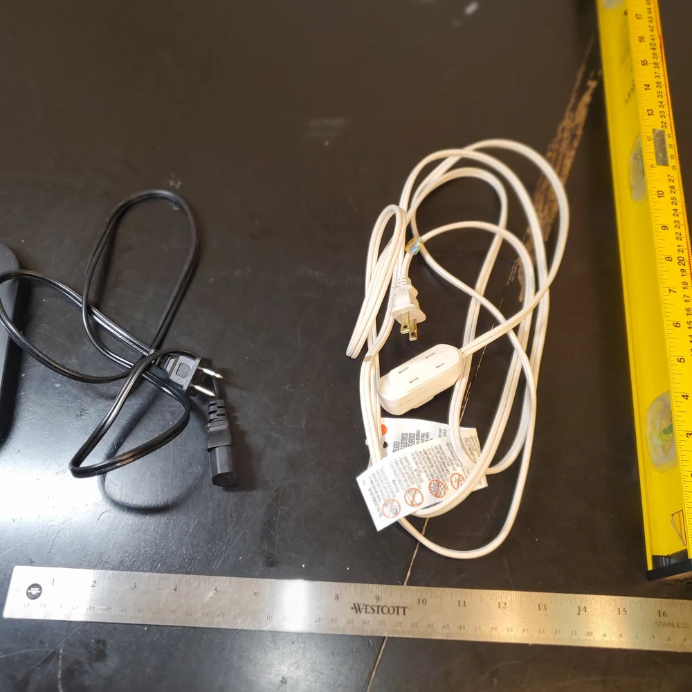 Power Cord 10A 125V 3.5 FEET Black+ Extension 13A 125V 8.5 FEET White with a sli